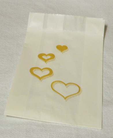 Wedding - Christening Cake Bags -4 x Gold Heart x 10 Pack